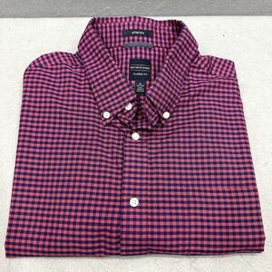 Dockers Battery Street Classic Fit Red Navy Gingham Button Down Shirt XL
